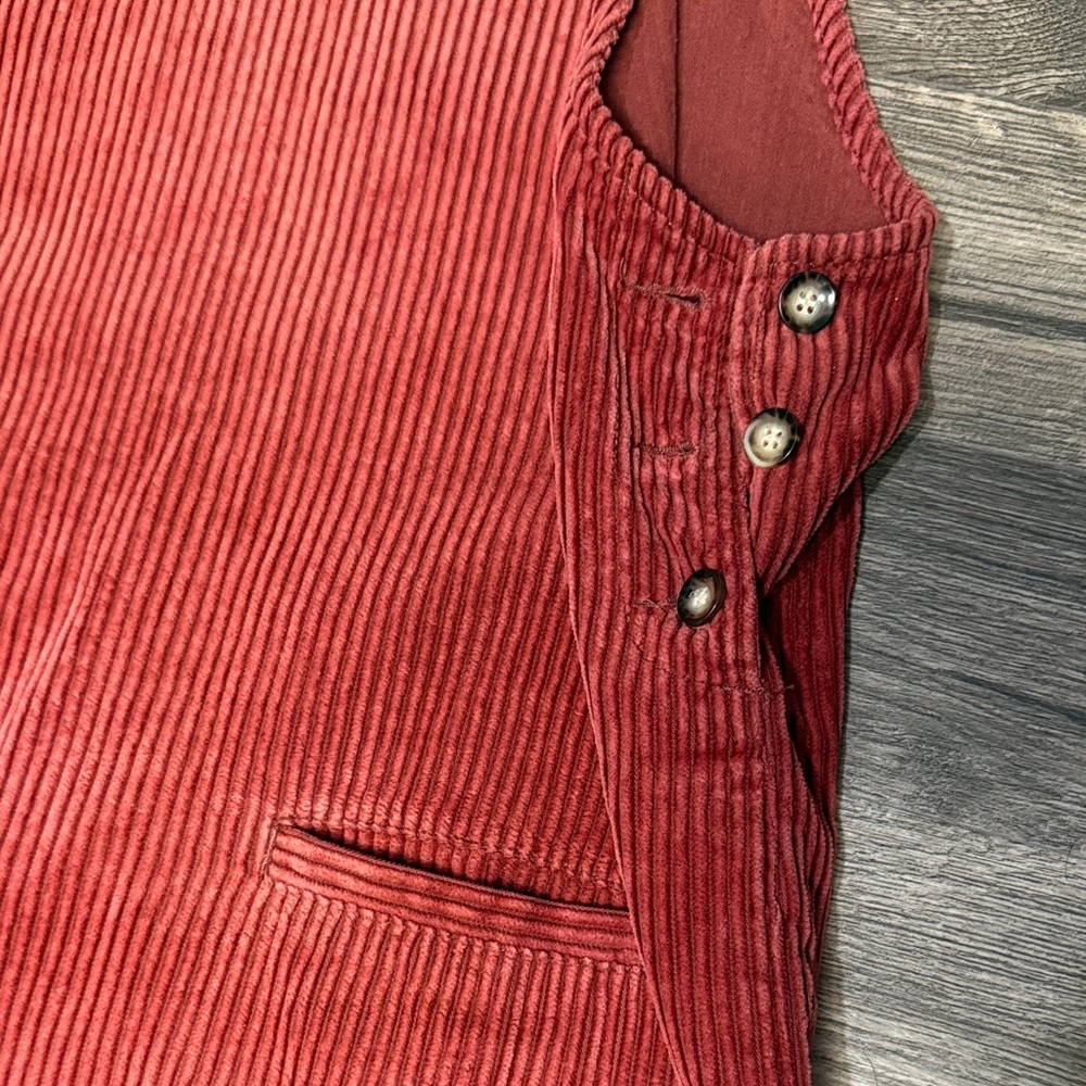 Ami Red Corduroy Pinafore Mini Dress - Picture 4 of 6